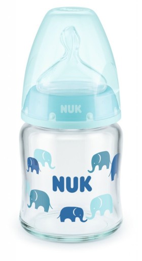 NUK First Choice Μπιμπερό Γυάλινο Μπλέ 120ml 0-6m