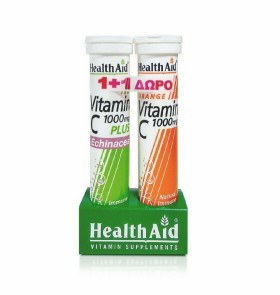 Health Aid Vitamin C 1000mg+Echinacea Λεμόνι & Δώρο Vitamin C 1000mg Πορτοκάλι