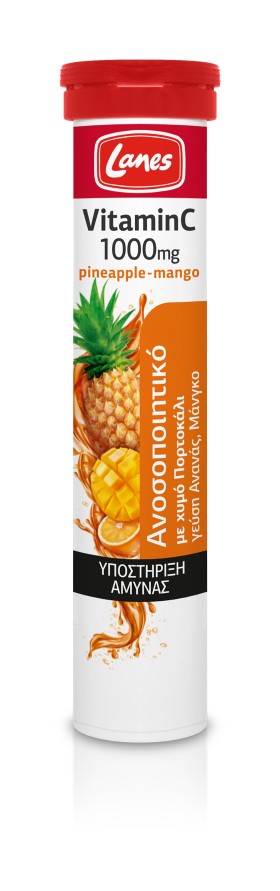 Lanes Vitamin C 1000mg με Γεύση Ανανά & Μάνγκο 20 Αναβράζουσες Ταμπλέτες