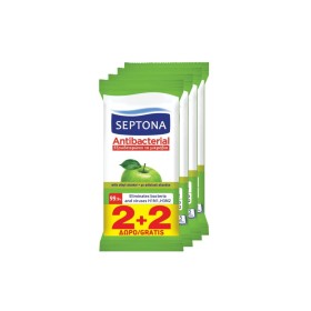 Septona Antibacterial Μαντηλάκια Πράσινο Μήλο 4x15 2+2 Δώρο