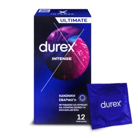 Durex Προφυλακτικά με Κουκίδες,Ραβδώσεις και διεγερτικό Τζέλ Intense Κανονική Εφαρμογή 12τμχ