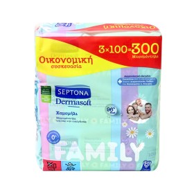 Septona Μωρομάντηλα με Χαμομήλι Dermasoft Chamomille Family 3x100τμχ