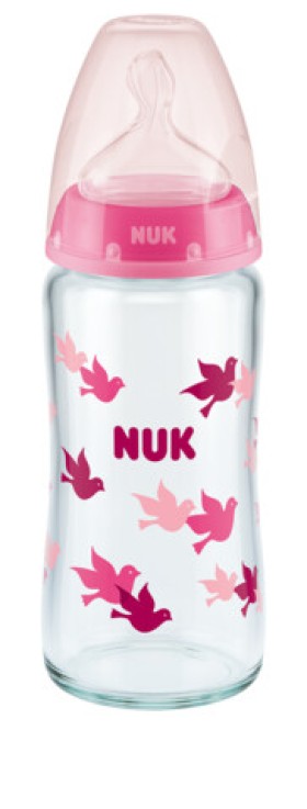 NUK First Choice Μπιμπερό Γυάλινο Ρόζ 240ml 0-6m