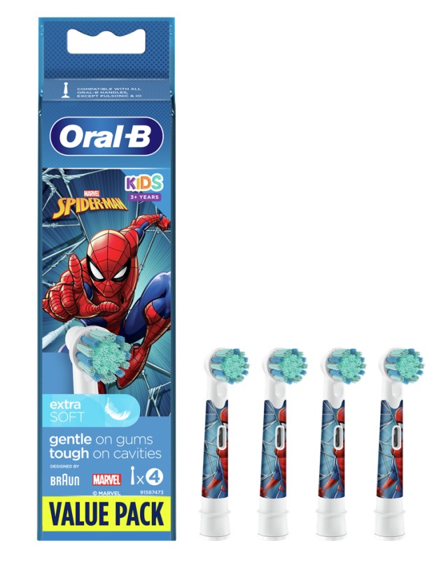 Oral-B Ανταλλακτικές Κεφαλές Kids Spiderman 4τμχ