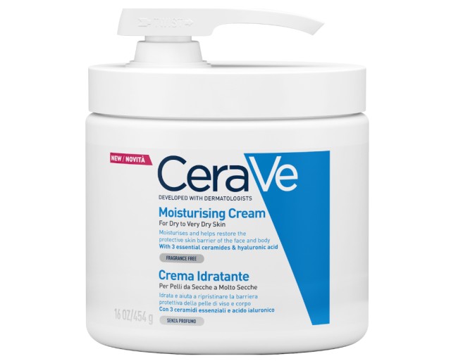 CeraVe Moisturising Cream Ενυδατική Κρέμα για Ξηρό έως Πολύ Ξηρό Δέρμα με Αντλία 454gr