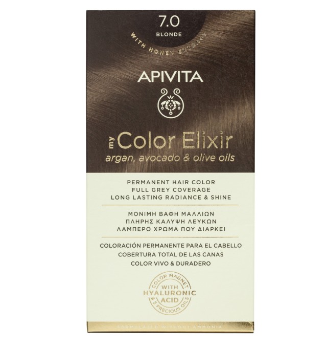 Apivita My Color Elixir Μόνιμη Βαφή Μαλλιών 7.0 Ξανθό