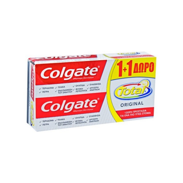 Colgate Total Original Οδοντόκρεμα για 12ωρη Προστασία 75ml 1+1 Δώρο