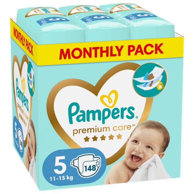 Pampers Premium Care No5 11-15kg Monthly Pack 148τμχ