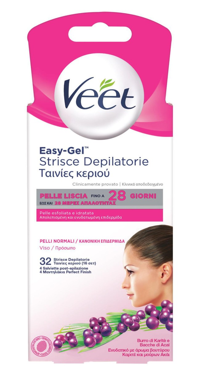 Veet Ταινίες Προσώπου Κρύο Κερί Έτοιμες για Χρήση 32τμχ