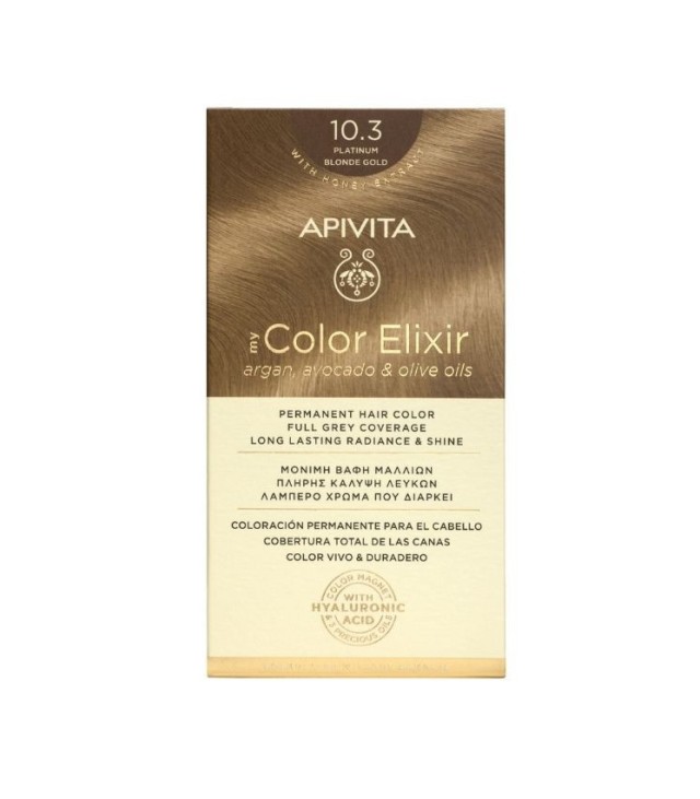 Apivita My Color Elixir kit Μόνιμη Βαφή Μαλλιών 10.3 Κατάξανθο Μελί