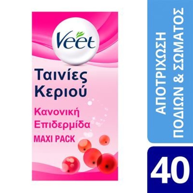 Veet Wax Strips Ταινίες Κεριού για Κανονική Επιδερμίδα 40τμχ