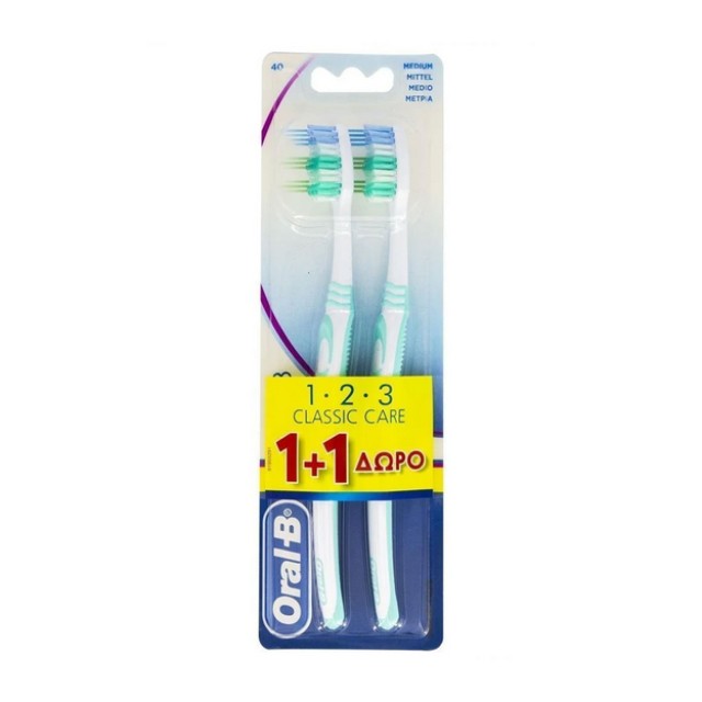 Oral-B Οδοντόβουρτσα 123 Classic 40 Πράσινη 1+1 Δώρο