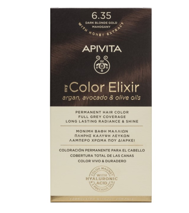 Apivita My Color Elixir Μόνιμη Βαφή Μαλλιών 6.35 Ξανθό Σκούρο Μελί Μαονί