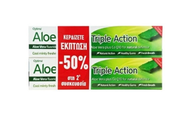 Optima Aloe Dent Triple Action Toothpaste -50% στο 2ο Προϊόν