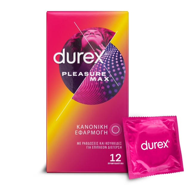 Durex Προφυλακτικά Με Κουκιδες και Ραβδώσεις Pleasuremax Κανονική Εφαρμογή 12τμχ