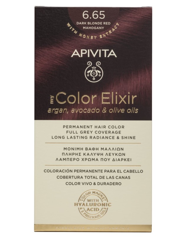 Apivita My Color Elixir Μόνιμη Βαφή Μαλλιών 6.65 Έντονο Κόκκινο