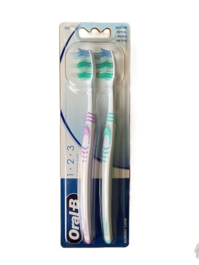 Oral-B Οδοντόβουρτσα 123 Classic 40 Ροζ-Γαλάζιο 1+1 Δώρο