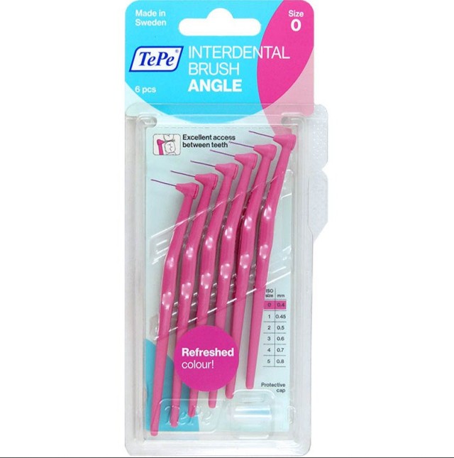 TePe International Brush Angle No.0 Φούξια 0.4mm 6τμχ