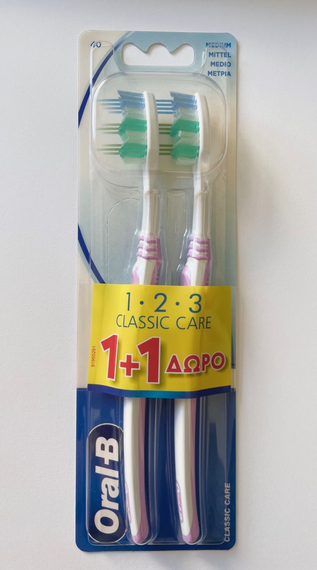 Oral-B Οδοντόβουρτσα 123 Classic 40 Ροζ 1+1 Δώρο